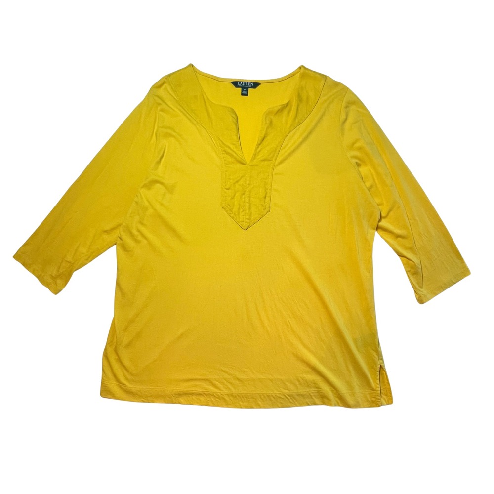 Ralph Lauren Cotton Top Plus Size 2X Yellow Lagenlook Corpcore Minimalist Boho
